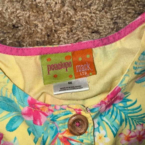 Penelope Mack Yellow Floral Button-Front Sundress 6X - Picture 2 of 5